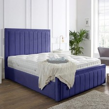 New Manor Bed Frame with Ottoman Storage and Mattress Upholstered Plush Velvet