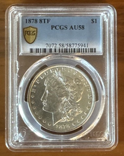 1878 8TF AU58  PCGS Morgan Silver Dollar