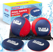 SYNCFUN 4 Pcs Skip Water Balls,Splash Water Bouncing Balls with Mesh Bag, Beach