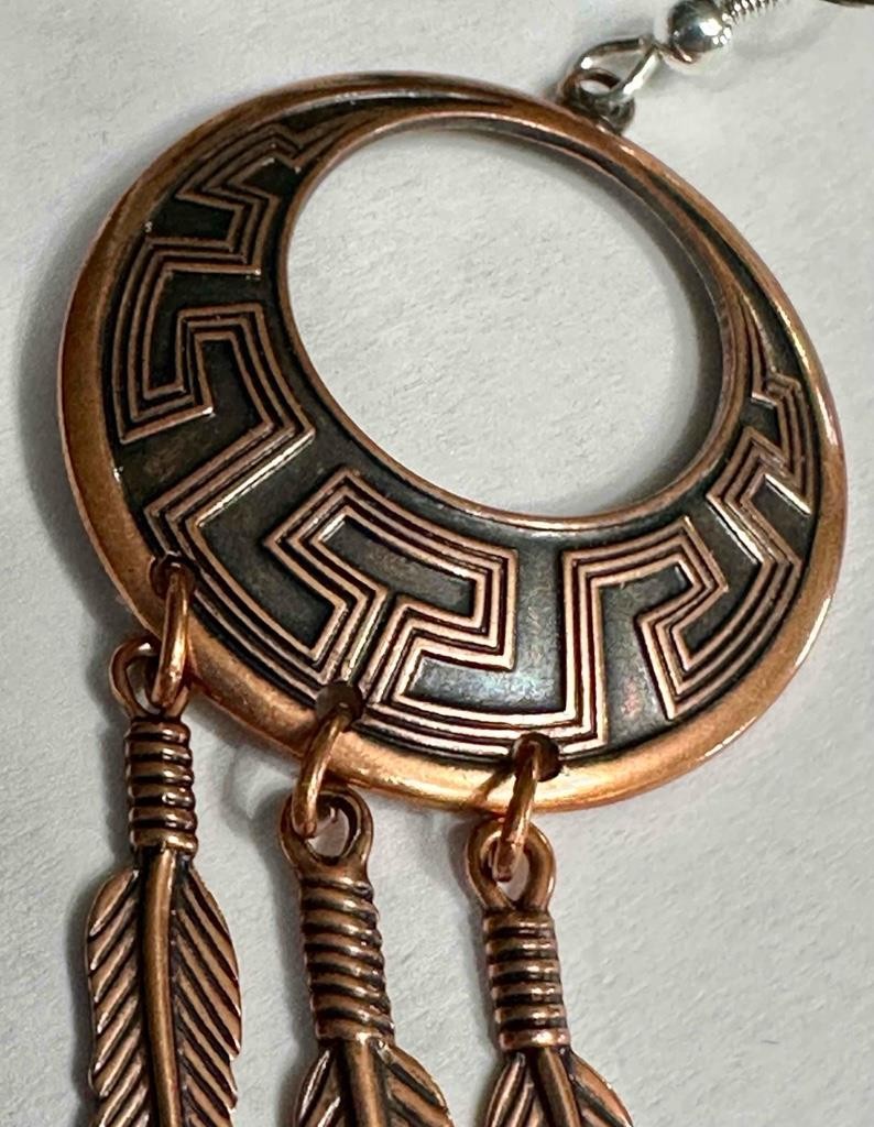 Wheeler Manufacturing Copper Dangle Earrings w/ S… - image 6