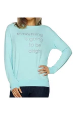 Peace Love World Women's ScoopNeck Comfy Knit Long Slv Top Blue
