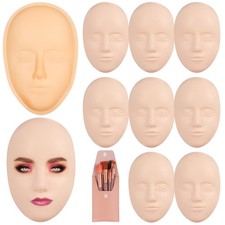 Silicone Mannequin Face Set 8 PCS Practice Face Board Makeup Brushes