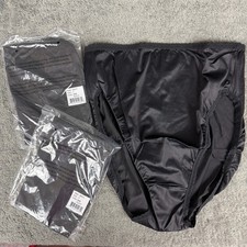 3 Pair Vintage Bali 26211 Black Nylon Satin High Cut Bikini Panty Size 7 New