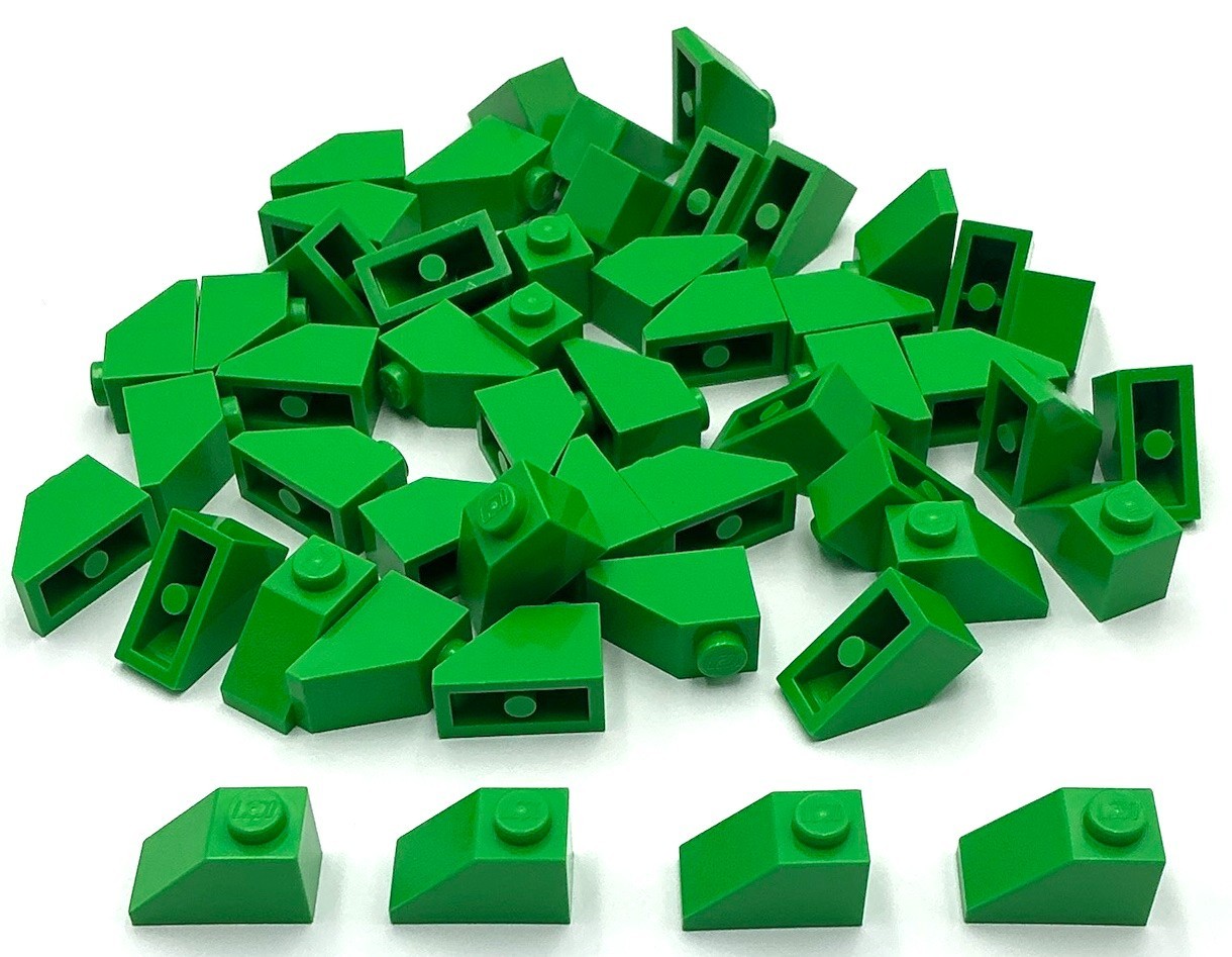 Lego 50 New Bright Green Slope Sloped 45 2 x 1 Parts