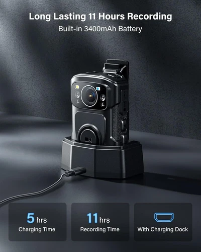 BOBLOV B4K5 4K Body Camera 256G Police Body Camera w/ GPS,3400mAh 11H Recording - Picture 4 of 7