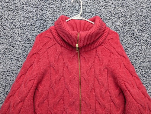 Cardigan donna Talbots maglia spessa cavo zip intera 3X Cottagecore pescatore rosa - Foto 3 di 10