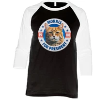 Morris The Cat For President 9lives Pet Food Raglan 3/4 Sleeve