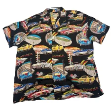 Vintage Paradise Found Hawaiian Shirt 2XL Corvette Cars Magnum PI Tom Selleck