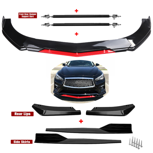 Front Rear Bumper Lip Spoiler Splitter Body Kit Side Skirt For Infiniti Q50 Base