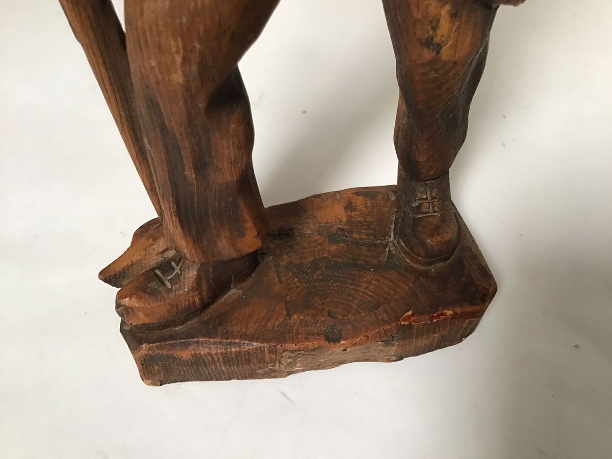 NN54 Antique Circa Early Century Figure Wooden Statue First-Class