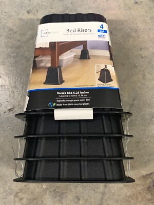 Bed Risers Black Plastic 6.50 x 3.75 x 5.25 in home storage organization 4 pack