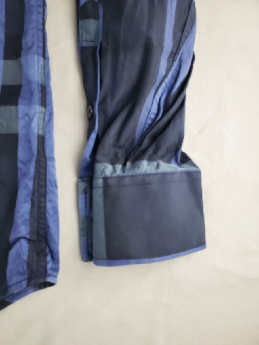 Burberry London Mens Shirt 14.5 32 33 Blue Nova Check Button Burberry London Mens Shirt 14.5 32 33 Blue Nova Check Button