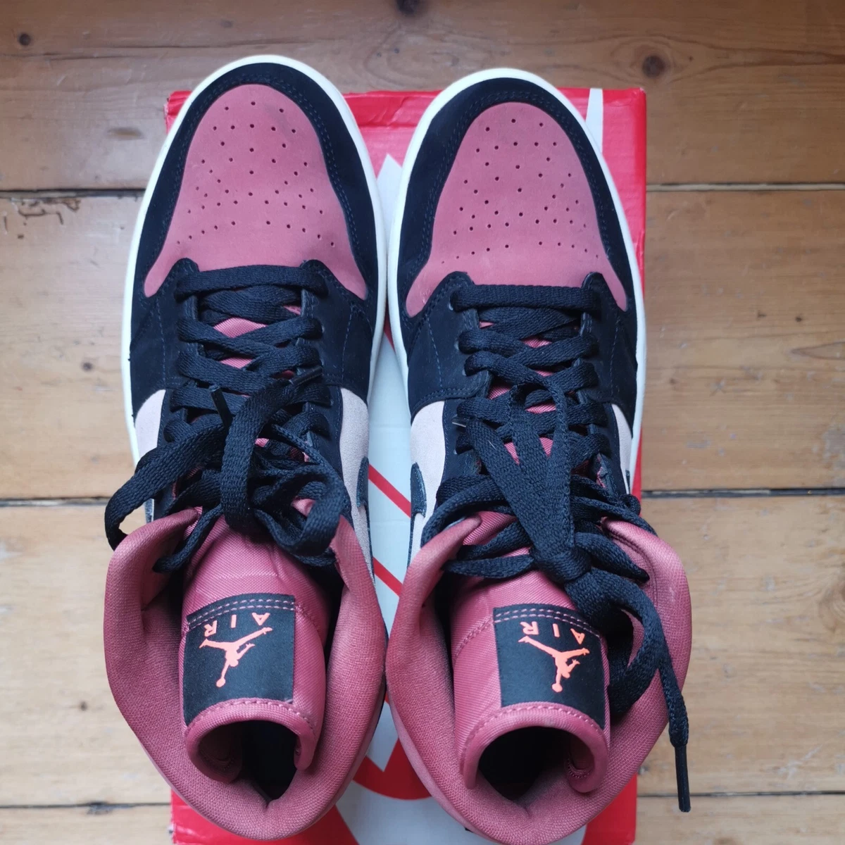 Nike Jordan 1 Mid Burgundy Dusty Pink Canyon Rust UK9. 5