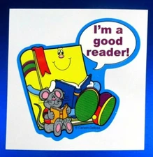 Vintage Book & Mouse I'm A Good Reader Large Sticker Carson Dellosa