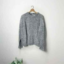Helmut Lang Women's Size:Small Gray Crewneck Alpaca Wool Blend Sweater