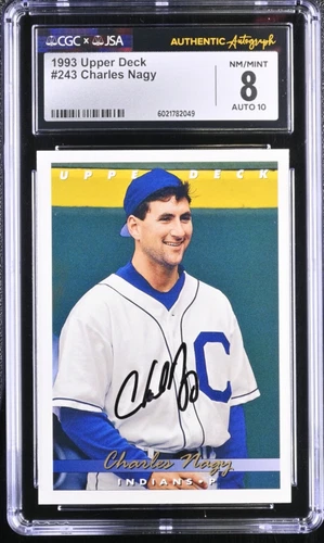 Charles Nagy Signed 1993 Upper Deck Card 243 Cleveland Indians CGC 8 JSA 10 Auto