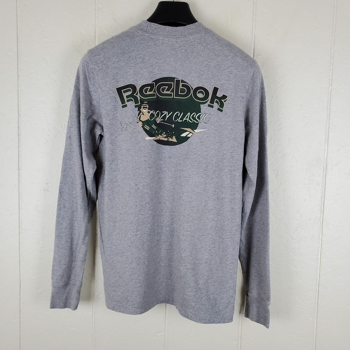 Reebok Shirt Mens Extra Small Gray Graphic Crew Neck Long Sleeve Cozy  Classic 93 - Main Image