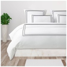 400TC Cotton Classic Embroidery Sateen Solid Duvet Cover Set