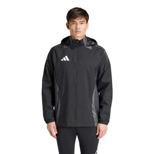 Adidas Mens Tiro 24 Rain Jacket All Weather Waterproof Coat Top Hoodie Black - Picture 2 of 17