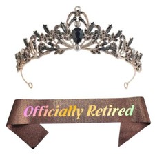 Retirement Party Decorations Brown Tiara and Sash Party Gift Officially Retir...