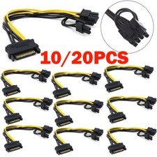 10/20PC 15-pin SATA Male to 8-pin 6 2 PCI-E PCI Express Power Adapter Cable 8"