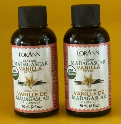 LOT 2 LorAnn Organic Madagascar Vanilla Extract 2 fl oz NEW!