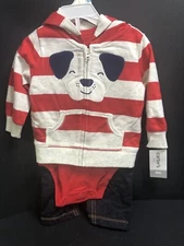 Hoodie & Pants 3 Pc Set Carters Sz 6M Dog Design. New With Tag. Free Shipping