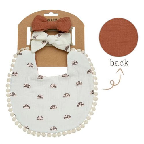 3Pcs/Set Flower Pattern Bow Nylon Hairbands Double Side Saliva Towel Boys Girls - Picture 8 of 21