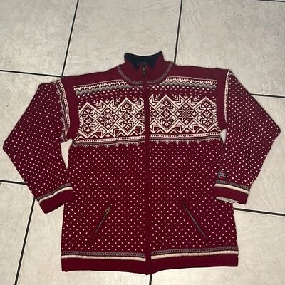 ARCTIC CIRCLE 66°33'N Norway 100% wool fair isle ski lodge full zip sweater