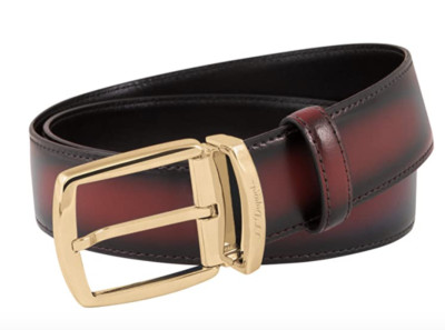 S.T. Dupont  Atelier Red Leather Belt, Gold Buckle 7650420 NIB