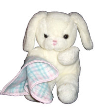 VTG Russ Berrie DOZEY Bunny Puppy w/ Blanket Plush Stuffed Animal Rattle 7753