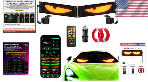 Paquete de 2 Devil's Eye: Pantalla LED Personalizable para Coche, 14x4.3, Bluetooth e Impermeable - Imagen 2 de 10
