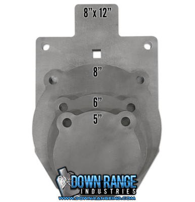AR550 Steel Target 1/2'' Gong 4pc Set 5'' 6'' 8'' and 8''x12'' IDPA Silhouette