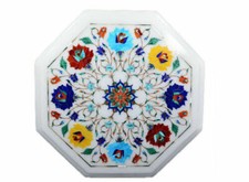 12 " Marbre Café Table Multicolore Pierre Artisanat Décor Maison