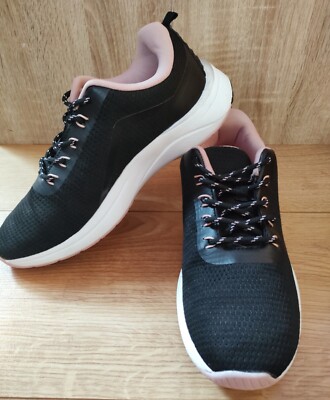 Girls/ Women F&F Black and Pink Trainers Sneakers Size UK