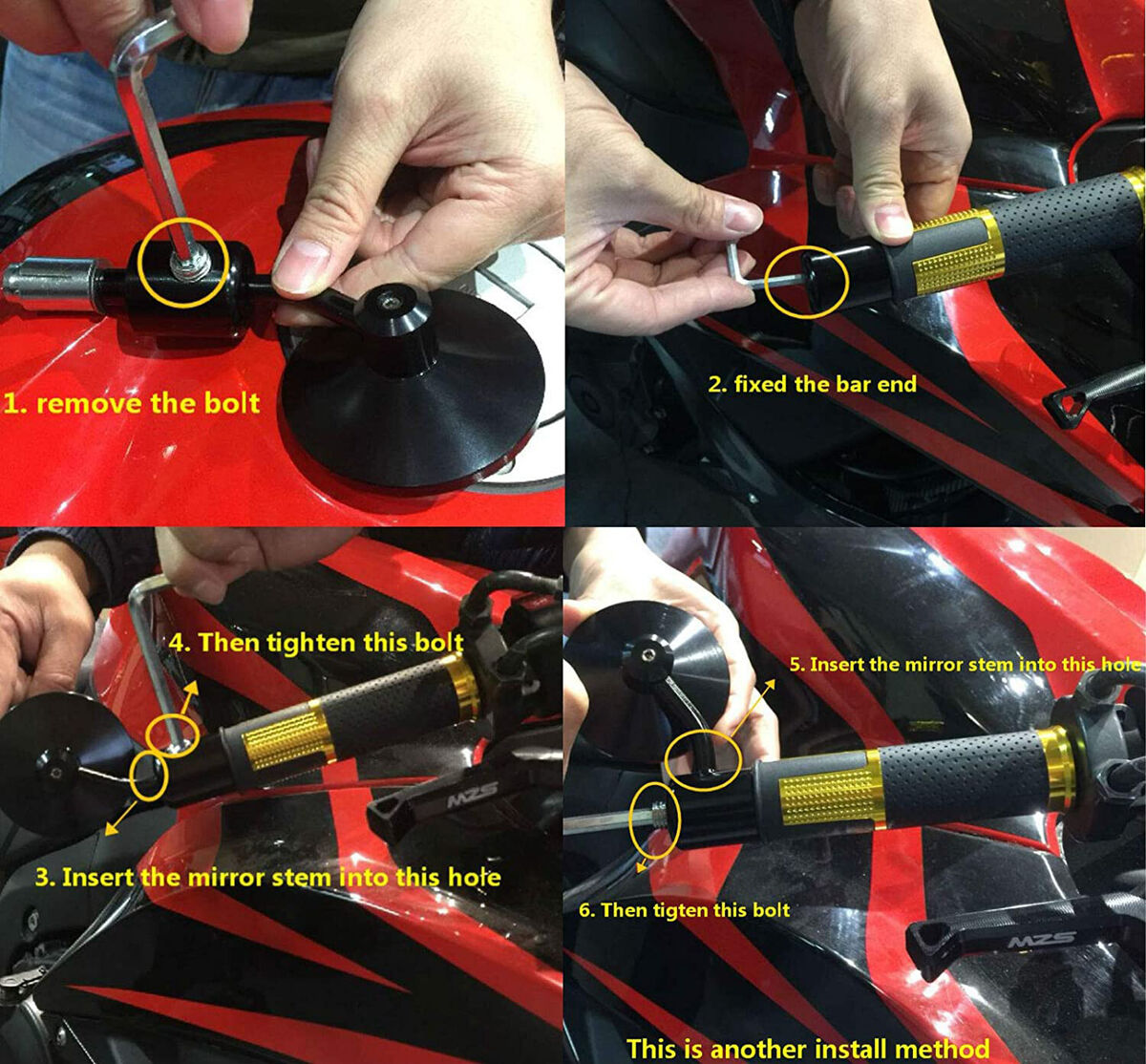 Black Handlebar End Rearview Side Mirror Round 7/8'' for Black Handlebar End Rearview Side Mirror Round 7/8'' for