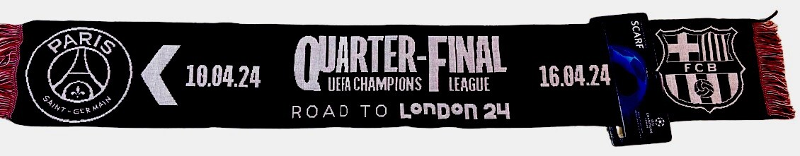 Bufanda final cuartos champions League Barça - Paris St Germaine. Écharpe 2024