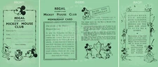 REGAL MICKEY MOUSE CLUB MEMBERSHIP CARD - VINTAGE REPRINT