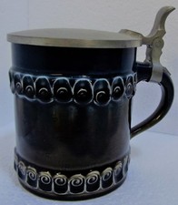 Bierkrug mit Zinndeckel, Rosenthal Big Winblad, Germany, ca:H 15 cm, 760 g