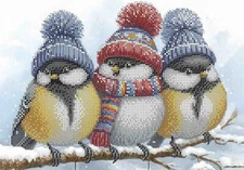 Bead Embroidery Kit Winter birds DIY Bead needlepoint Bead stitching