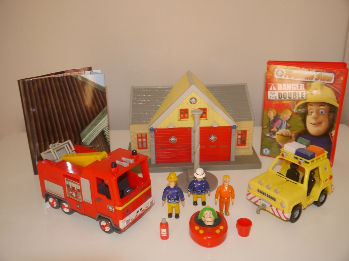 Fireman Sam Toys Bundle Fire Station Jupiter 4x4 Jeep Figures DVD