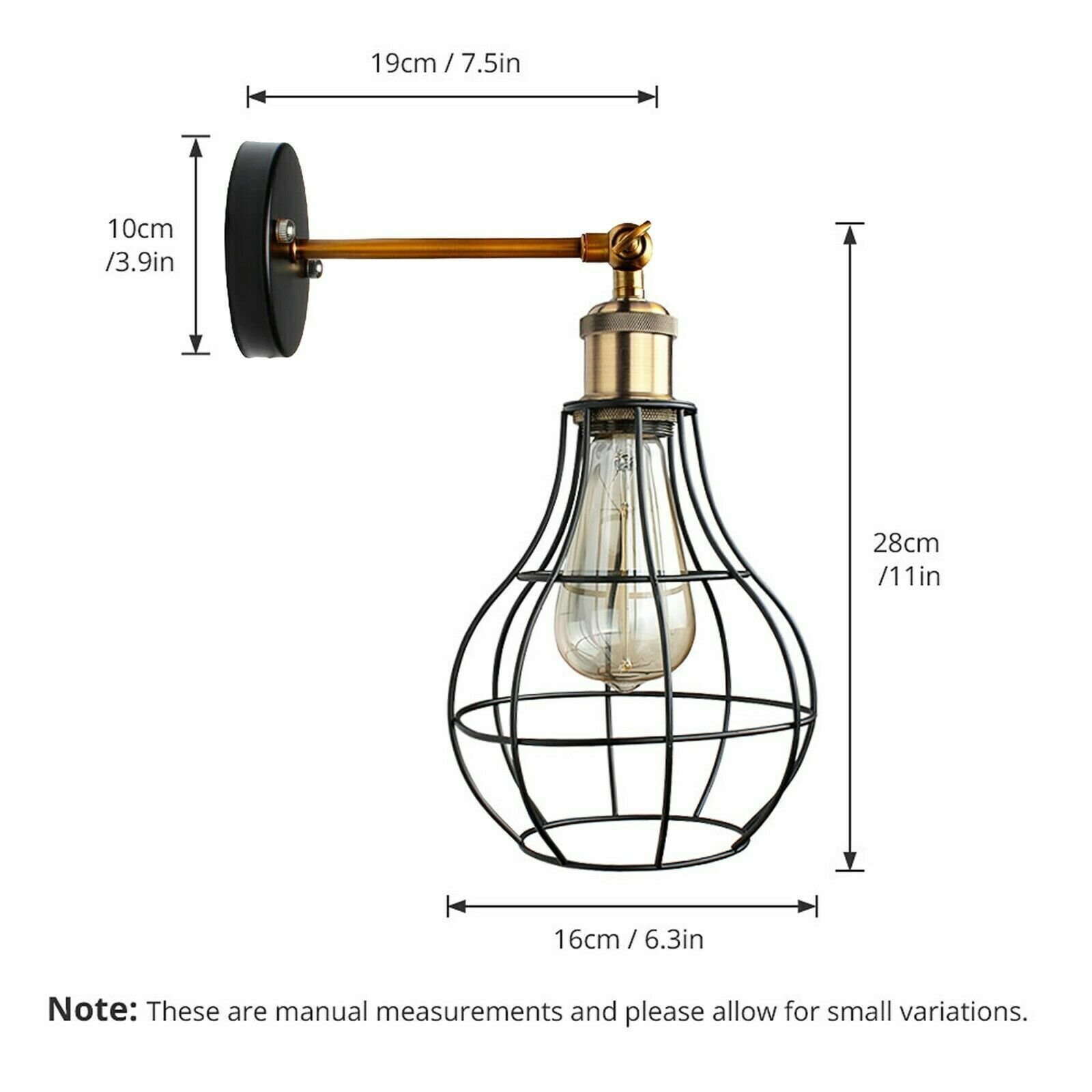 Vintage Wall Lights Industrial Retro Cage Wall Sconce E27 Fitting Light