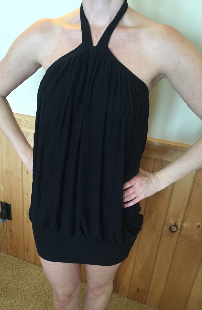 t bags halter dress T-BAGS LOS ANGELES Women's Black Bubble Mini Halter Dress Size Small NEW