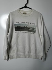 united we ride salwater cowboys white sweater pull over long sleeve lees size me