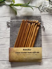 12 Piece Bamboo Wooden Crochet Hook Gift Set Complete with Grey Bag