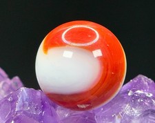 Classic Vintage Akro Agate Corkscrew Marble - Red  White - .69" Minty 