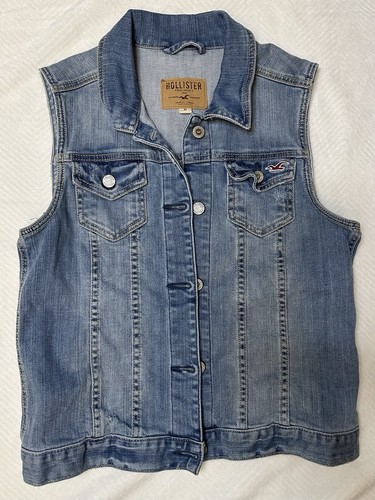 Hollister Jeansweste Distressed Knopfverschluss Rocker Grunge Y2K Style Größe M - Bild 3 von 5
