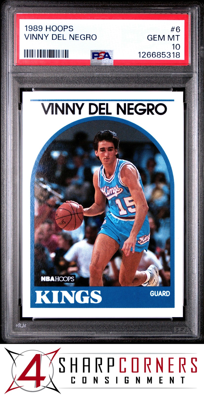 1989 HOOPS #6 VINNY DEL NEGRO RC KINGS PSA 10