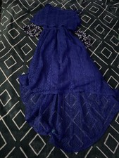Emily West Girls Size 8 Dark Blue Lacy Dress With Liner
