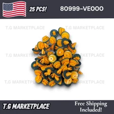 Set of 25: Orange Door Panel Clips W/ Gasket Fits Nissan Infiniti 80999-VE000